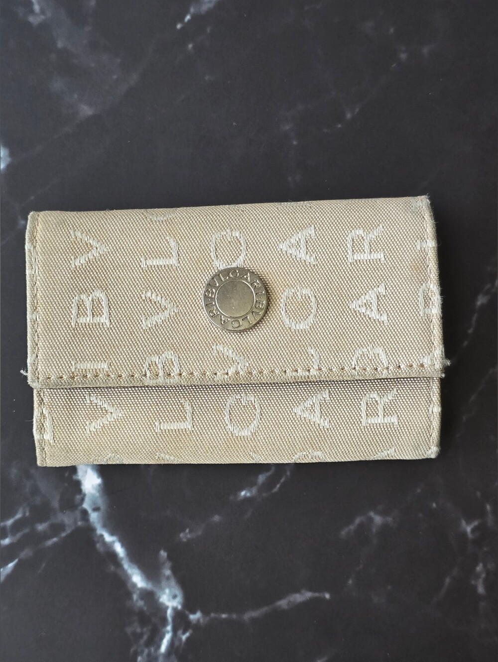 🔑BVLGARI Logo Mania Denim Canvas Beige 6 Key Holder